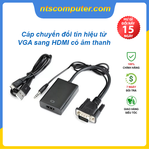 Cáp Tín Hiệu Chuyển Đổi VGA sang HDMI Có Audio - VGA to HDMI có AV