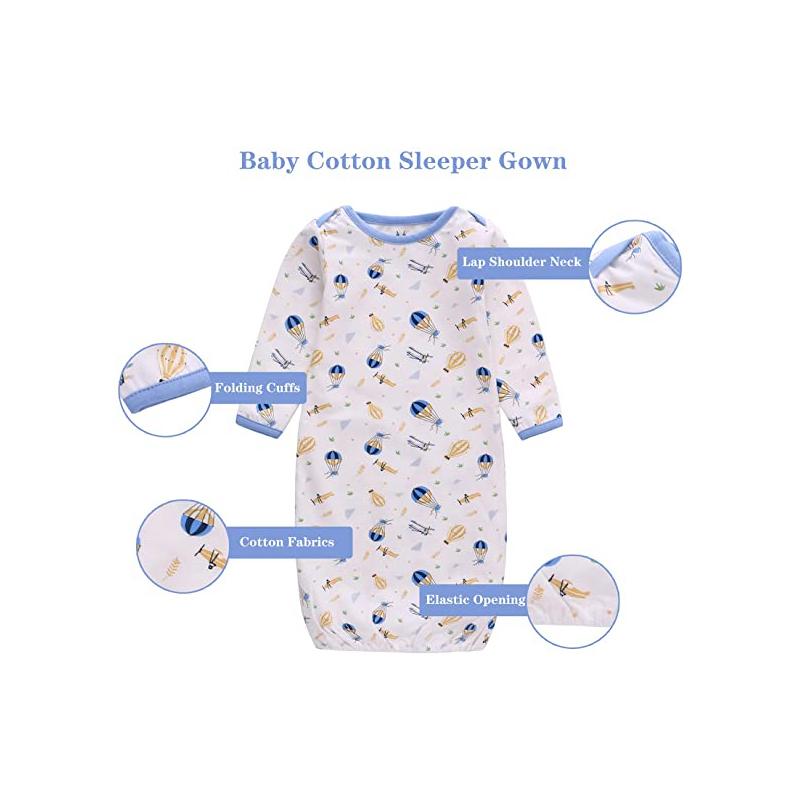 Unisex Cotton Cho Bé Ngủ Áo Sơ Sinh Túi Ngủ Trẻ Sơ Sinh Bé Trai Bé Gái Váy Ngủ Dài Tay Nhà Trang Phục Đồ Ngủ Có Nón Bộ