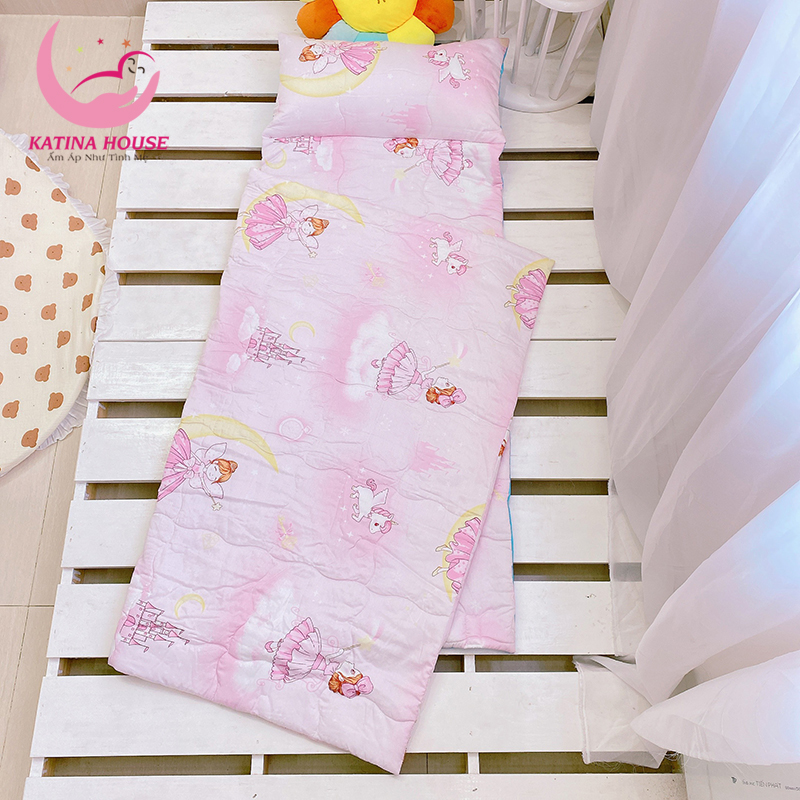 Túi ngủ trẻ em vải tencel ️ Bộ 3 Chăn Gối Nệm cho bé 4-12t