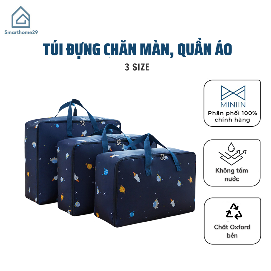 Bộ 3 Túi Đựng Chăn Màn Quần Áo Đa Năng Bằng Vải Chống Thấm Cực Tốt Tiện Dụng – Giao ngẫu nhiên- Hàng Chính Hãng MINIIN