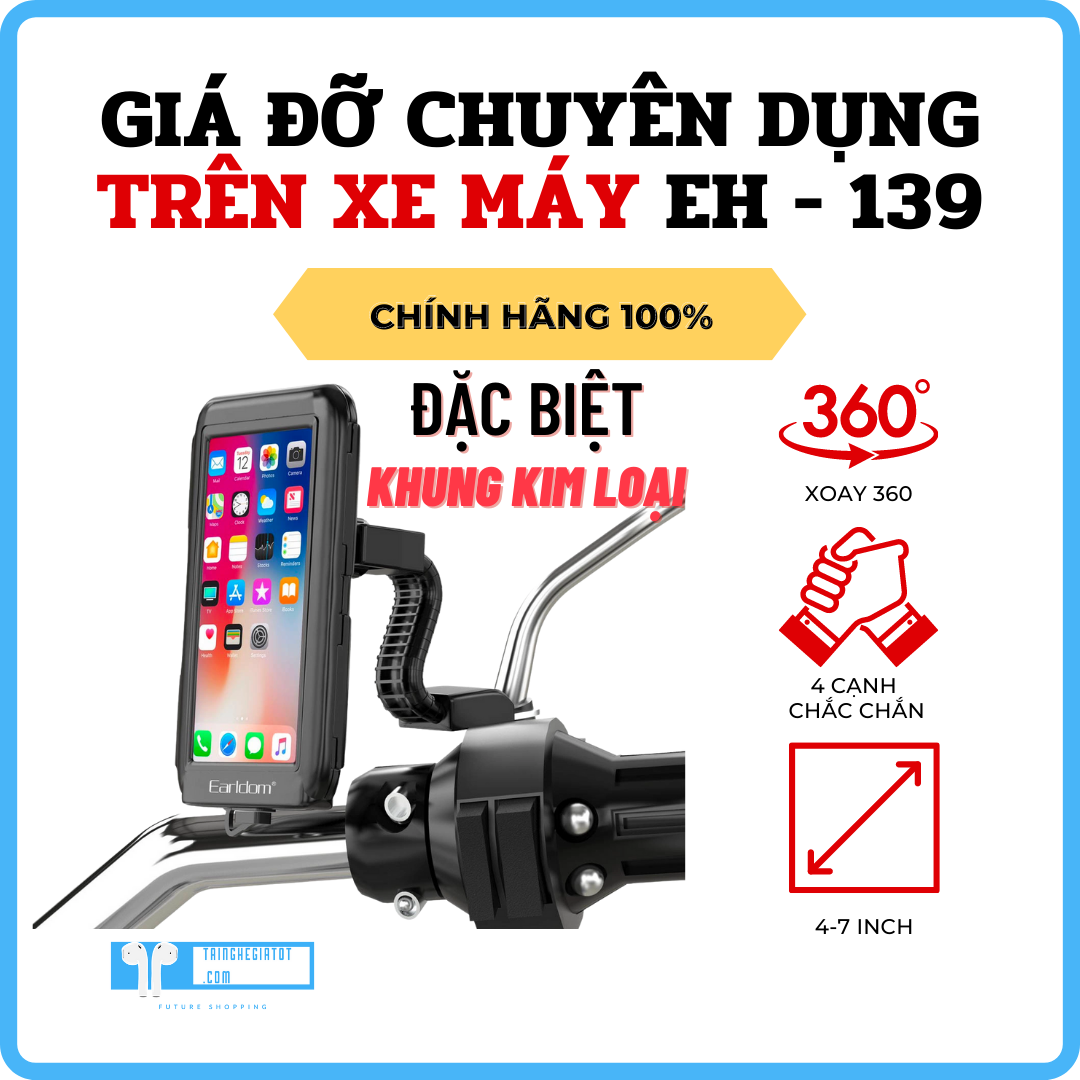 Giá Đỡ Điện Thoại Khung Kim Loại Chuyên Dụng Trên Xe Máy Earldom EH - 139 Hàng chính hãng