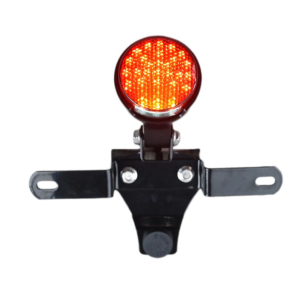 1pc Motorcycle Round Tail Lights Brake Stop Running Light License Plate Holder