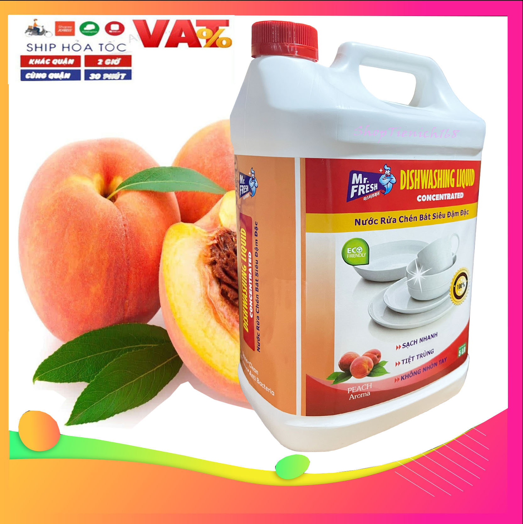 Nước rửa chén bát siêu đậm đặc Mr.fresh 5L hương cam
