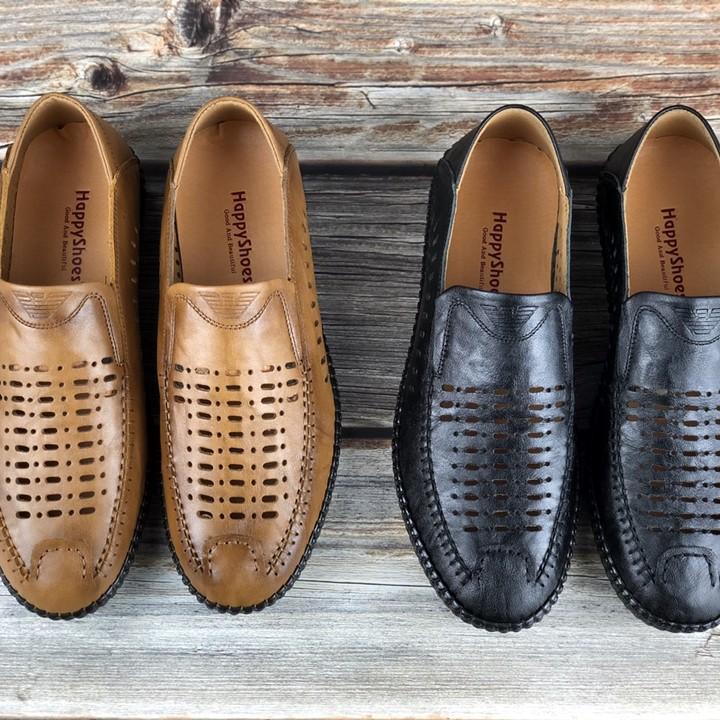 Giày Lười Nam Happyshoes Da Bò Thật - HSM68