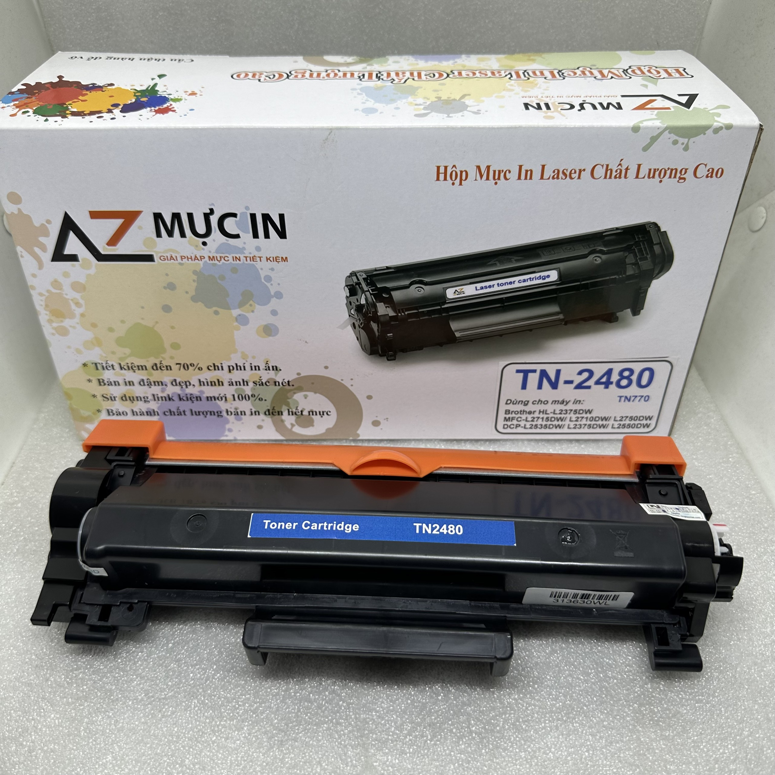 Hộp Mực AZ TN2480 Dùng cho Máy in Brother DCP L2535DW 2550DW Hl 2375DW MFC L2715DW L2750DW L2710DW - Hàng Chính hãng