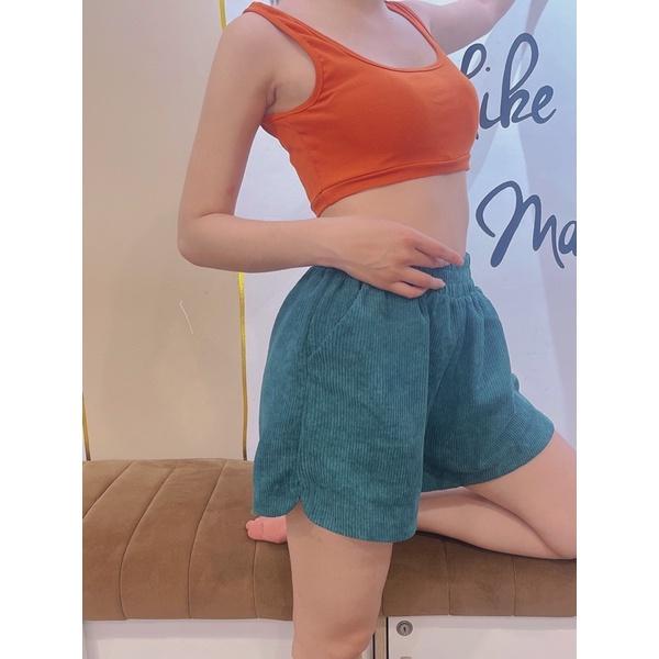 Quần short nhung tăm form rộng style cute phomai que