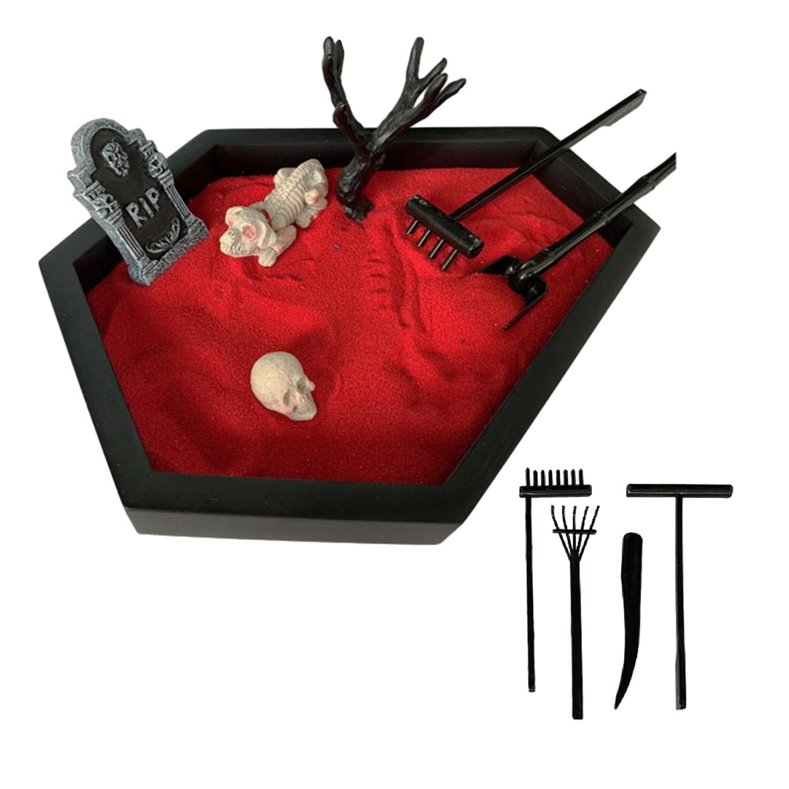 Tray Garden with Sand Spooky Goth Halloween Decor for Tables Desk Home