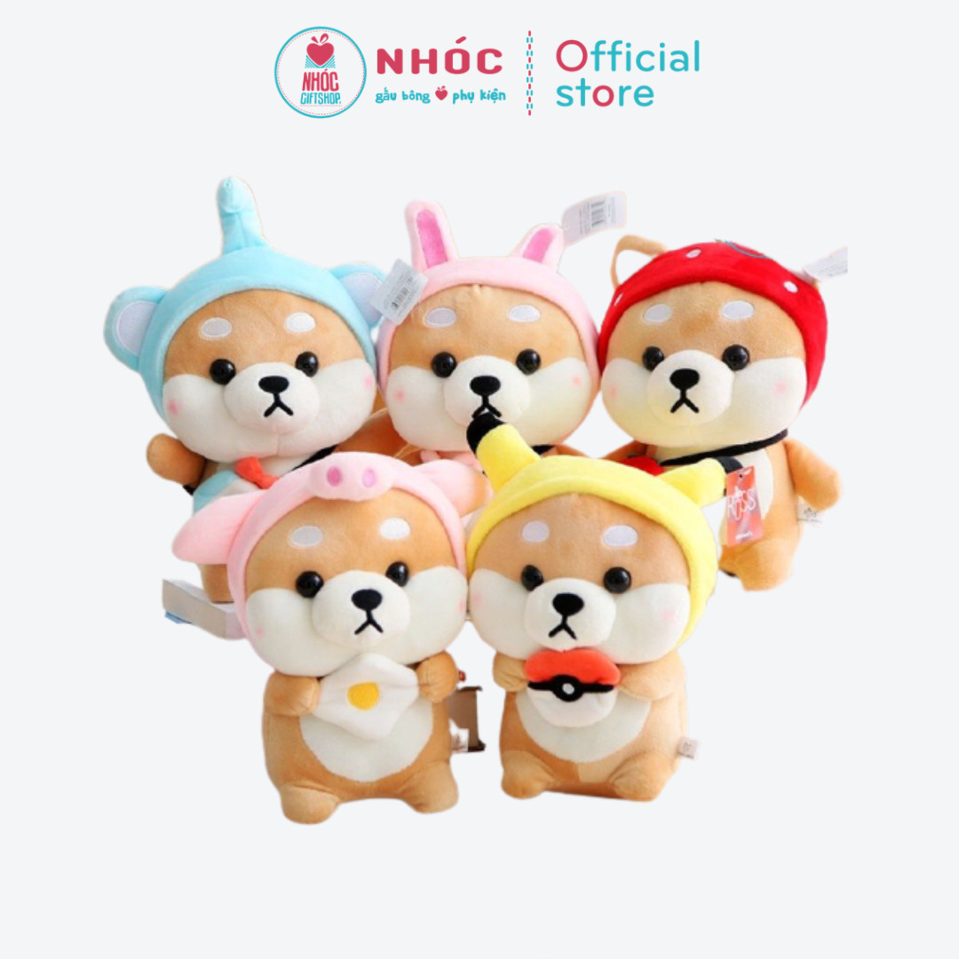 Gấu Bông Hoạt Hình Chó Shiba Cosplay Đội Nón Thú Lông Mịn Bông Mềm Hàng Cao Cấp Đồ Chơi Cho Bé An Toàn Dễ Thương Size 20