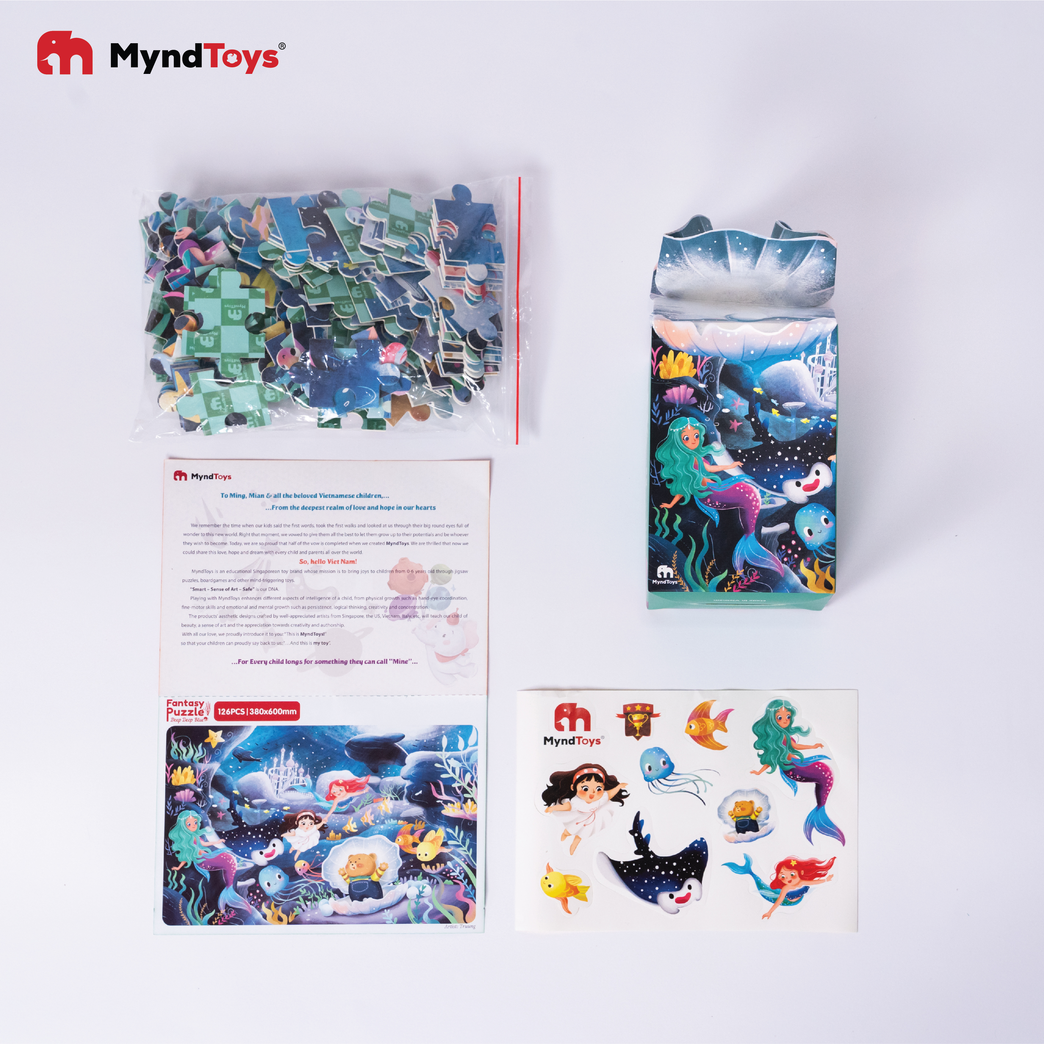 Đồ Chơi Xếp Hình MyndToys - Fantasy Puzzle - Deep Deep Blue (Nàng tiên cá 126 mảnh ghép cho Bé Từ 3 Tuổi)