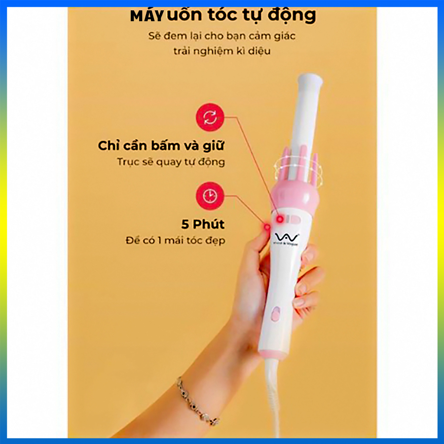 Máy uốn xoăn duỗi tóc xoay tự động 360 - Máy uốn cao cấp tặng kèm 1 lược 2 kẹp tóc