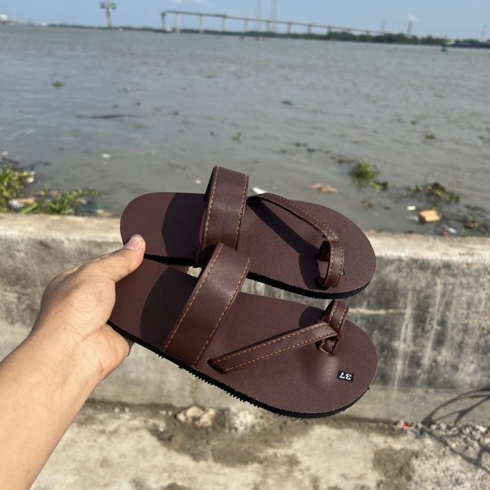 Dép xỏ ngón chéo nam nữ màu nâu ( sandal đồng nai )