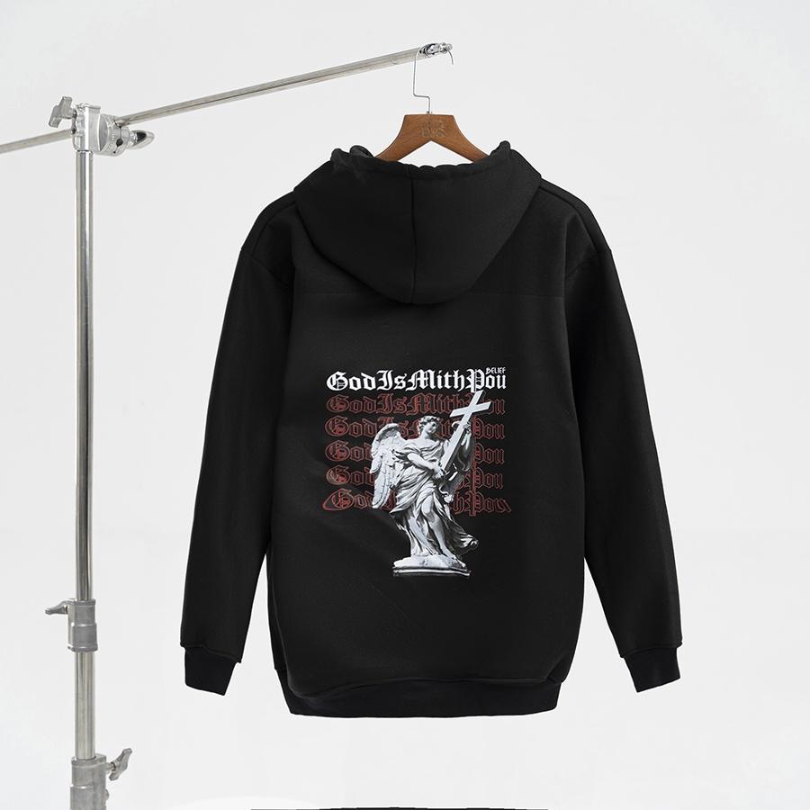 Áo mũ Hoodie Unisex MonsterX Chúa Thánh Giá form rộng 3 màu nỉ bông cặp đôi nam nữ Oversize Ulzzang thu đông