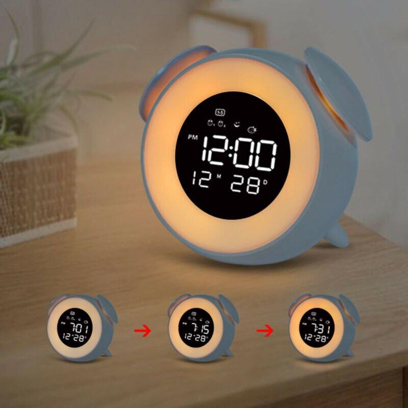 AA 1PC Digital LED Electronic Alarm Clock Mini Desktop Clock Mirror Surface LED Clock Night Lightwith USB Charging