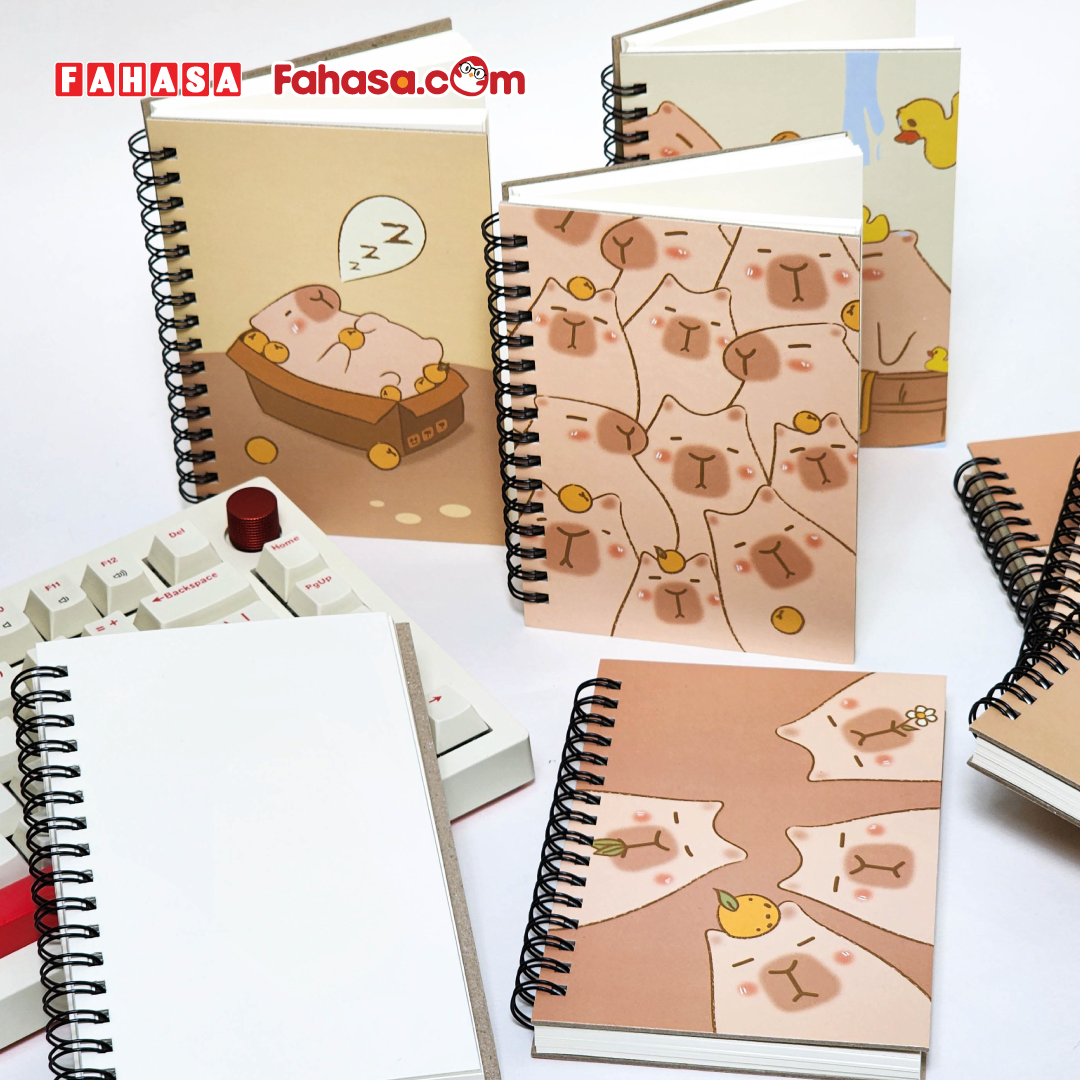 Sổ Lò Xo Bìa Bồi Friendly Ambassador Capybara V1 A6 - Không Kẻ - 160 Trang 80gsm - The Sun 01