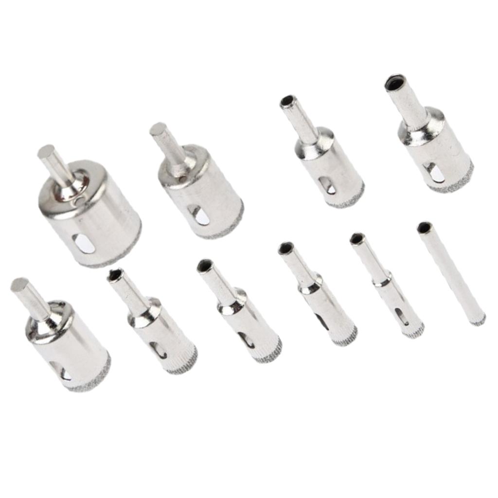 10 Chiếc Kim Cương Lỗ Cưa Bộ Mũi Khoan/Đá Cẩm Thạch Kính Cường Lực Cắt 6-32 Mm, hiệu Quả