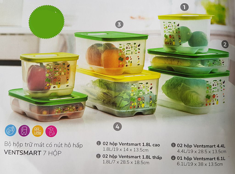 Bộ 7 Hộp Bảo Quản Thực Phẩm Ngăn Đông Tupperware Vensmart