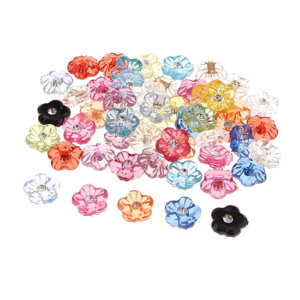 50 Con DIY Nhựa Kim Cương Giả Hình Bông Hoa Nút Kim Cương Giả May Tiếp Liệu