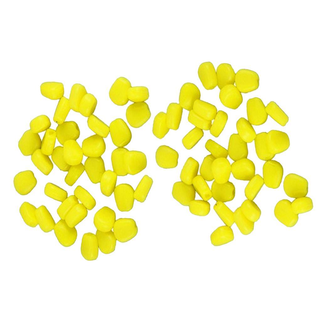 100Pcs Yellow Simulation Soft Baits Corn Carp Fishing Lures Floating Baits Pop-up Bait Fish Tool with Nice Scent