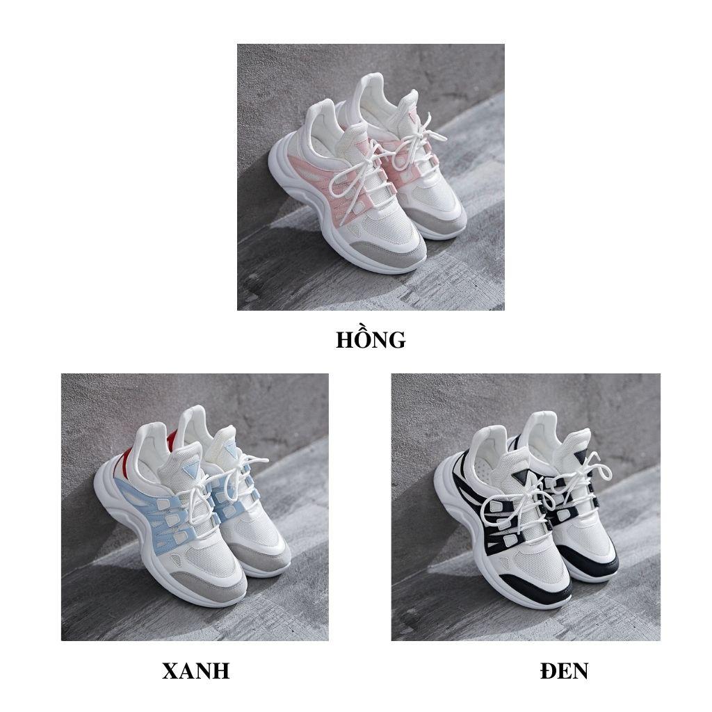 Giày Sneaker Nữ BUXINO18 Giày Thể Thao Nữ Độn Đế 6cm Ulzzang Cột Dây Trắng Đen Chạy Bộ Đi Học Đi Chơi Size Từ 36 Đến 39