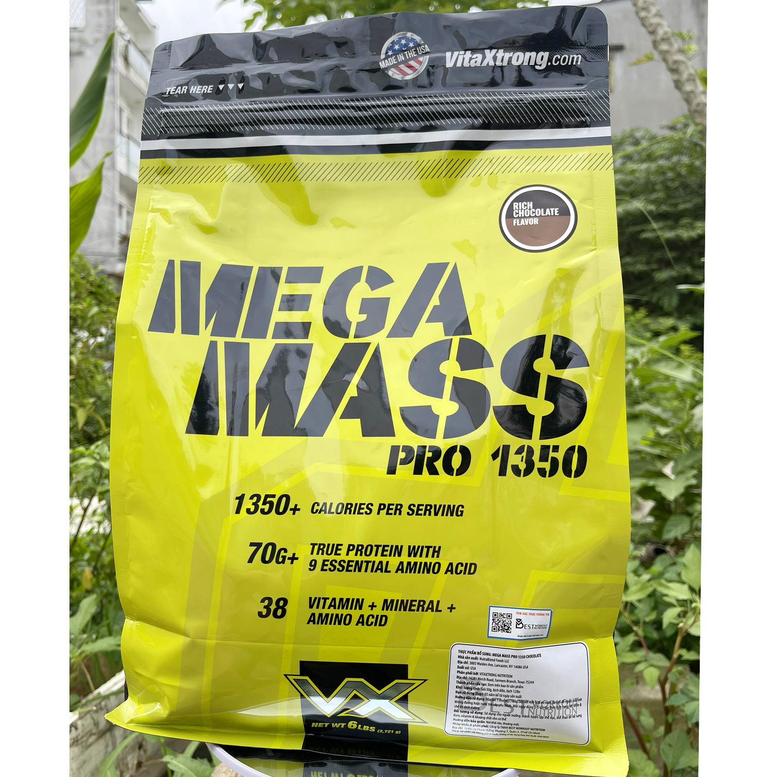 Combo Sữa tăng cân tăng cơ MEGA MASS của VITAXTRONG bịch 6LBS hỗ trợ tăng cân tăng cơ nhanh cho người gầy, khó hấp thụ &amp; Bình shaker 600ml (Mẫu ngẫu nhiên)