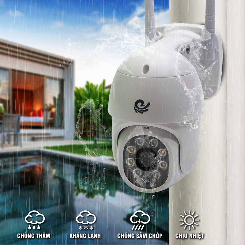 Camera Wifi Quan Sát Ngoài Trời, Có Chống Nước, Độ Phần Giải 2.0Mpx, Dùng App CARECAM PRO, Ban Đêm Có Màu, Model CC8021 PRO - Chính Hãng