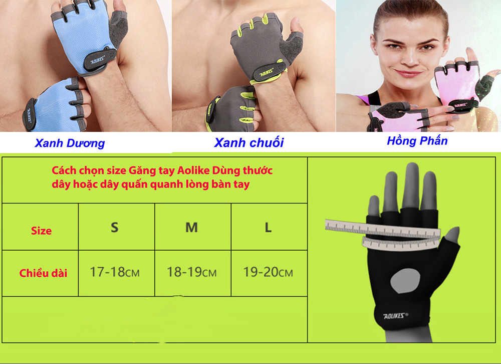 Găng Tay Tập GYM, Tập Thể Hình Gloves Aolikes (1 Đôi)