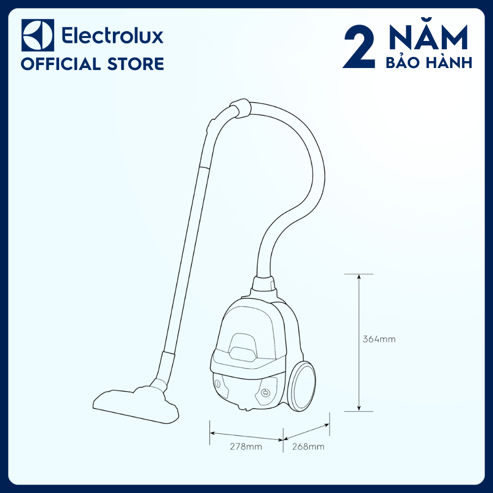 Máy hút bụi lốc xoáy siêu gọn nhẹ Electrolux CompactGo - Z1230 - Đầu hút 2 trong 1 làm sạch mọi loại sàn cùng bộ lọc HEPA 10 Washable Filter [Hàng chính hãng]