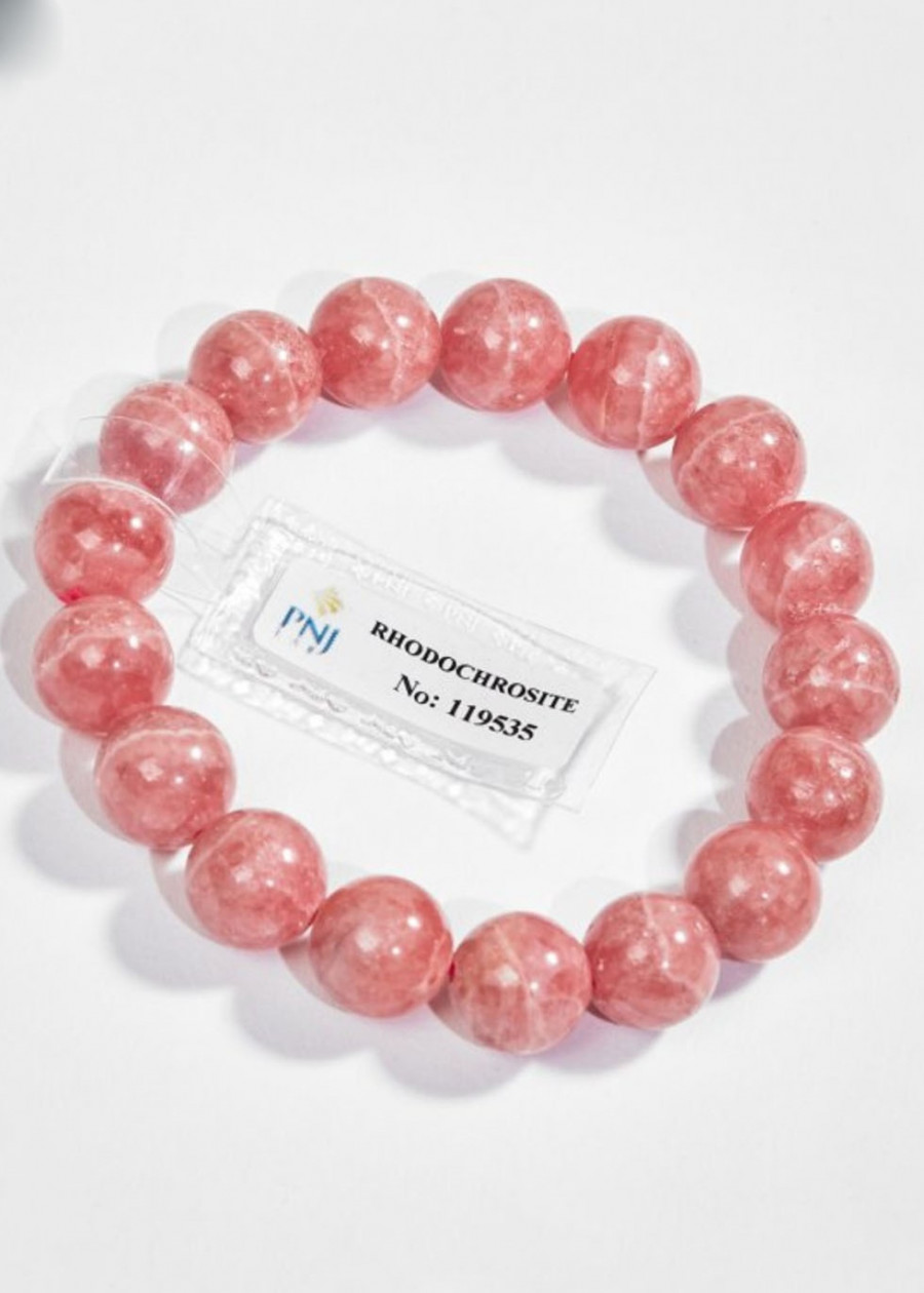 Gembank Lắc Đá Đào Hoa Rhodochrosite 11MM Kèm Giấy Kiểm Định