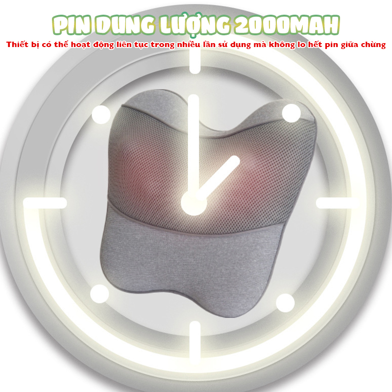 Gối massage lưng, cổ vai gáy Booster Boluojun BT-30 - Massage hồng ngoại, chuyên sâu 4D