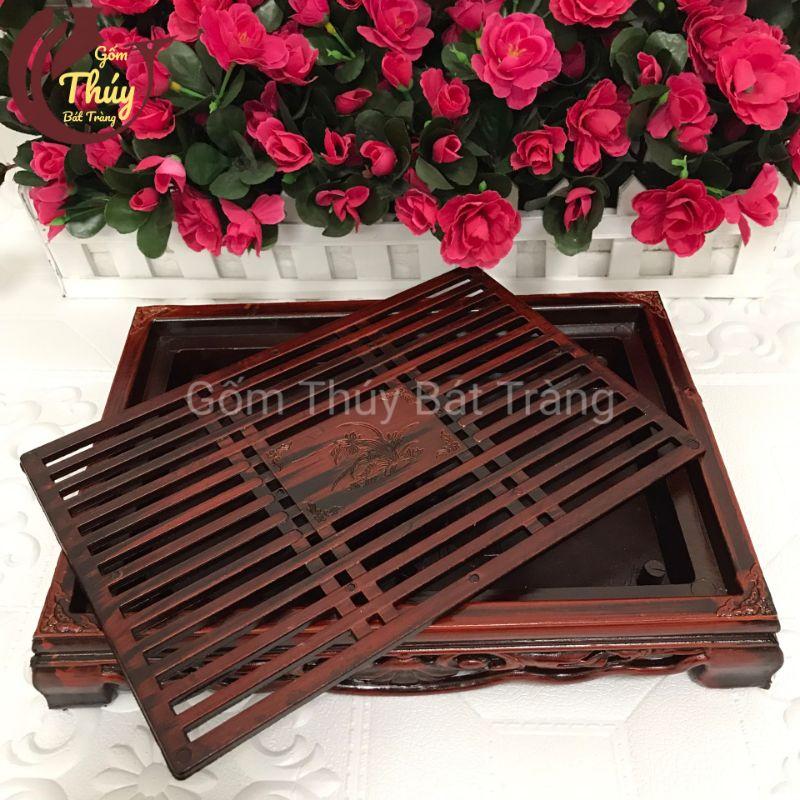 Khay trả giả cổ vân gỗ cao cấp 33x23x5 cm