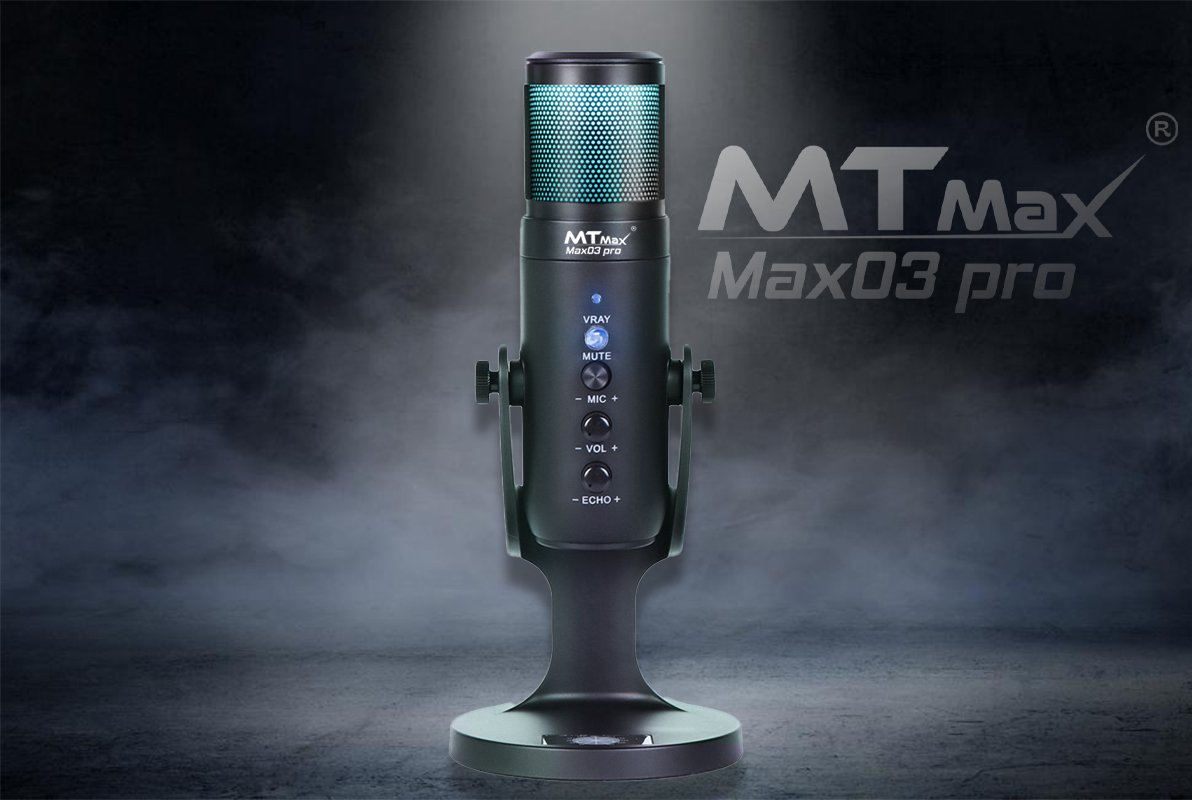 Micro thu âm mtmax max03 pro micro hoàn hảo cho streamer, nhà sáng tạo nội dung có echo kèm hiệu ứng đèn lọc tạp âm tốt độ nhạy cao phù hợp nhiều phần mềm hàng chính hãng