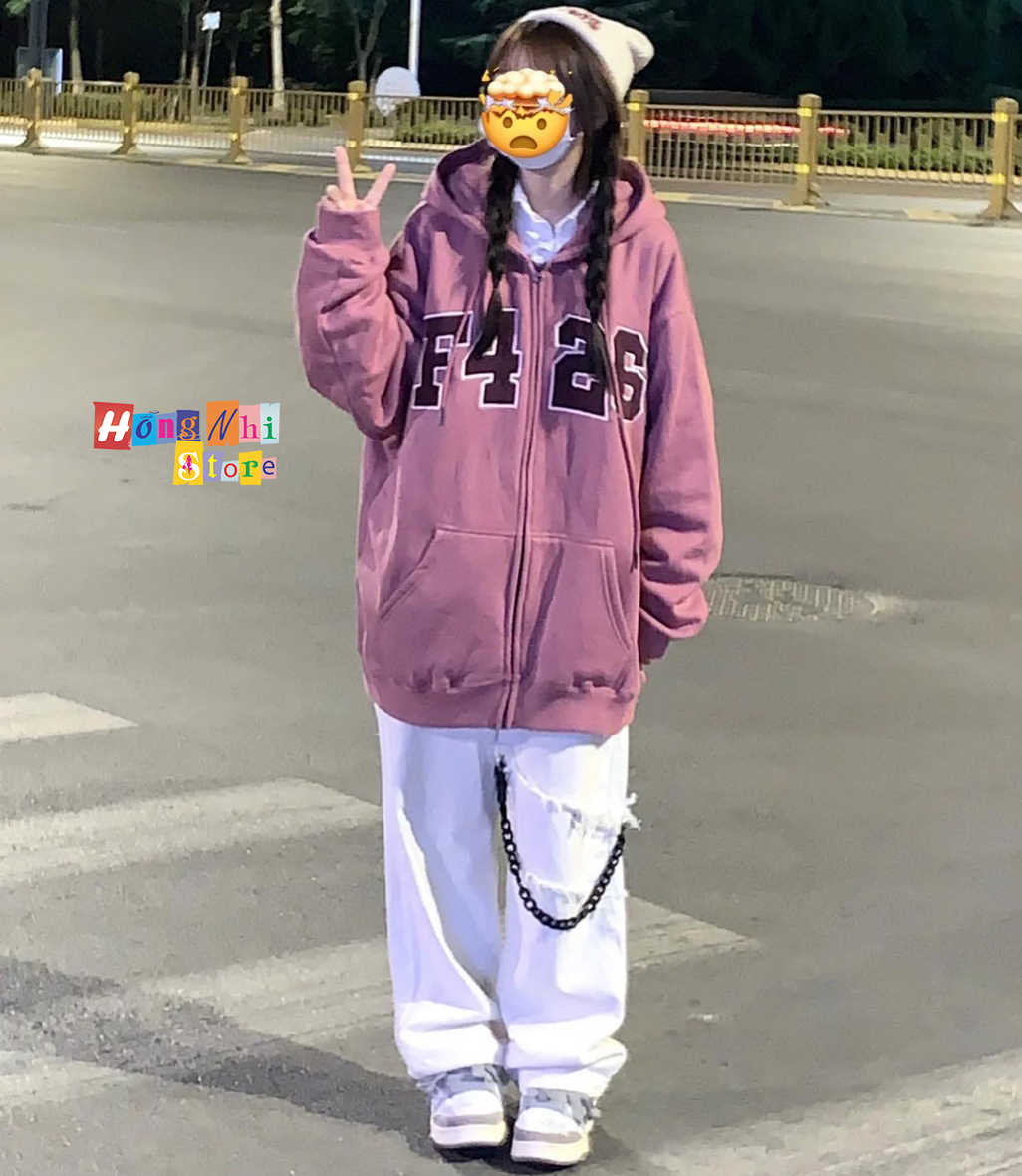 Áo Khoác Hoodie Zip Nỉ F426 Tay Phồng Dây Kéo Dáng Rộng Nam Nữ Oversize Ulzzang Unisex - MM