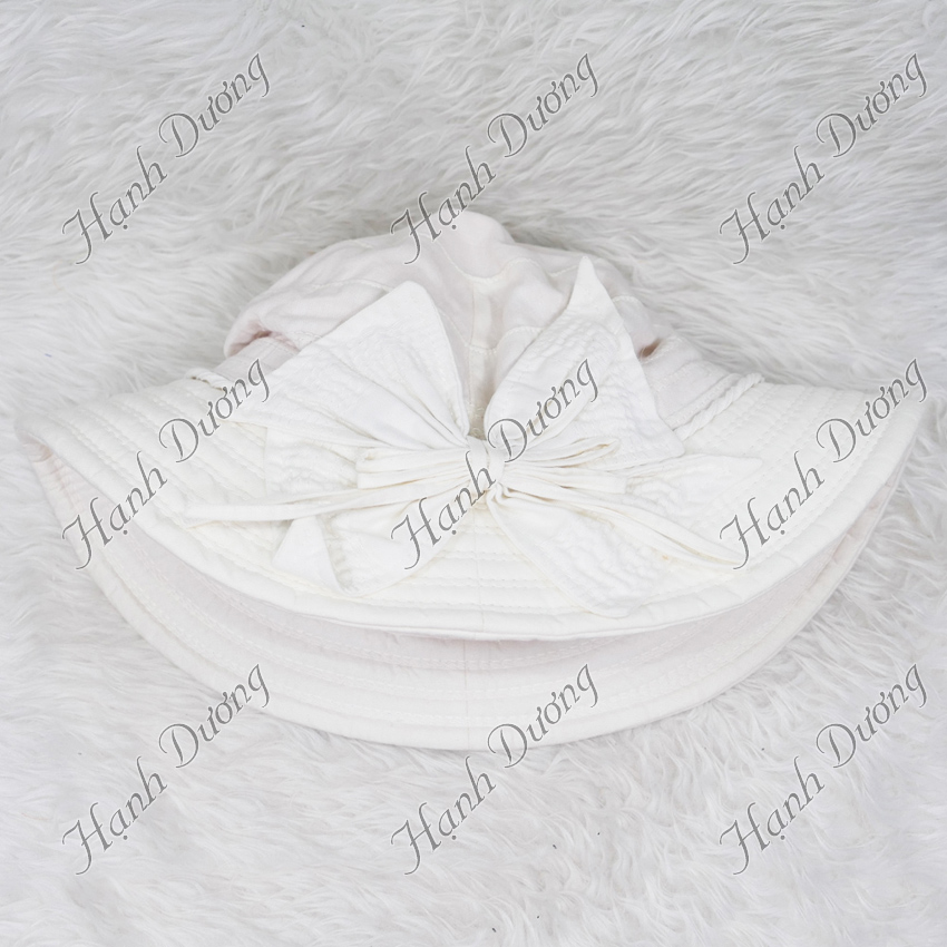 Mũ vành rộng nữ gắn nơ đẹp cực kỳ dễ thương, vành rộng 7cm, chất liệu vải kaki cao cấp - Hạnh Dương
