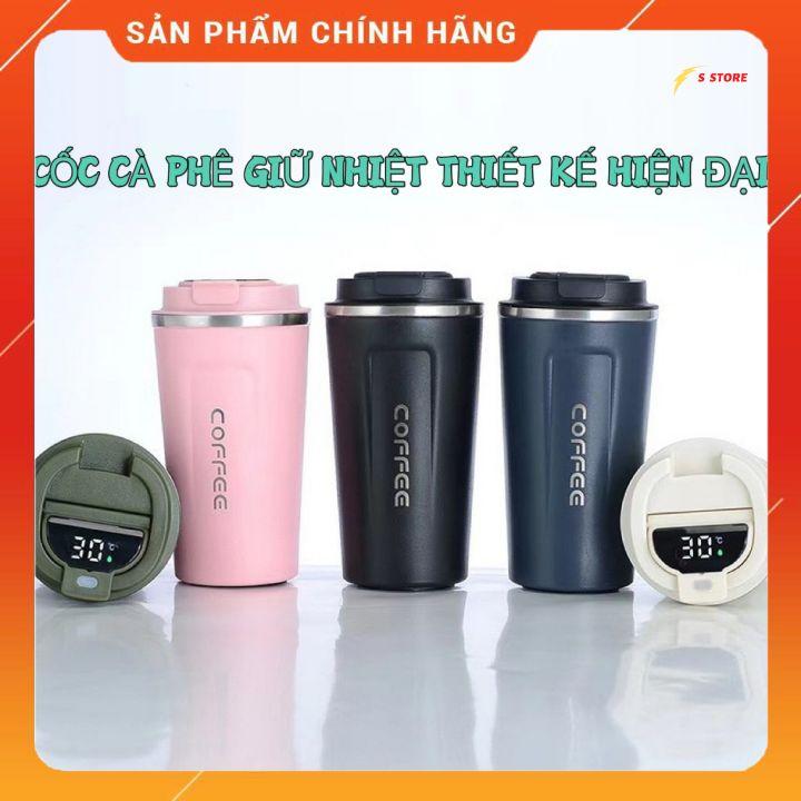 Ly giữ nhiệt cầm tay Coffee hiển thị nhiệt độ,bình giữ nhiệt nhiều màu sắc inox 304 cao cấp 500ml