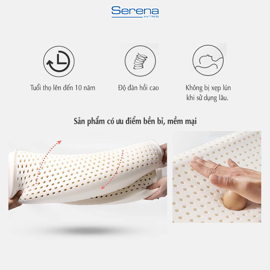 Ruột Gối Cao Su Non Người Lớn SERENA Cao Cấp Lõi Gối Lượn Sóng Nằm Ngủ Chống Đau Cổ Vai Gáy 40x60