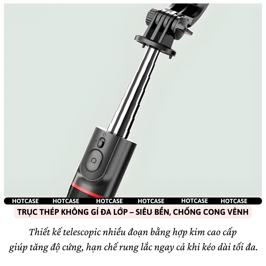 Gậy chụp hình selfie tripod 3 chân bluetooth không dây Xoay 360 độ HOTCASE I12 cho iPhone 17 16 15 14, samsung, oppo, vivo - Gập Gọn 3in1, Chống Rung Cực Đỉnh, Xoay 360°, Cao 1130mm - Hàng nhập khẩu