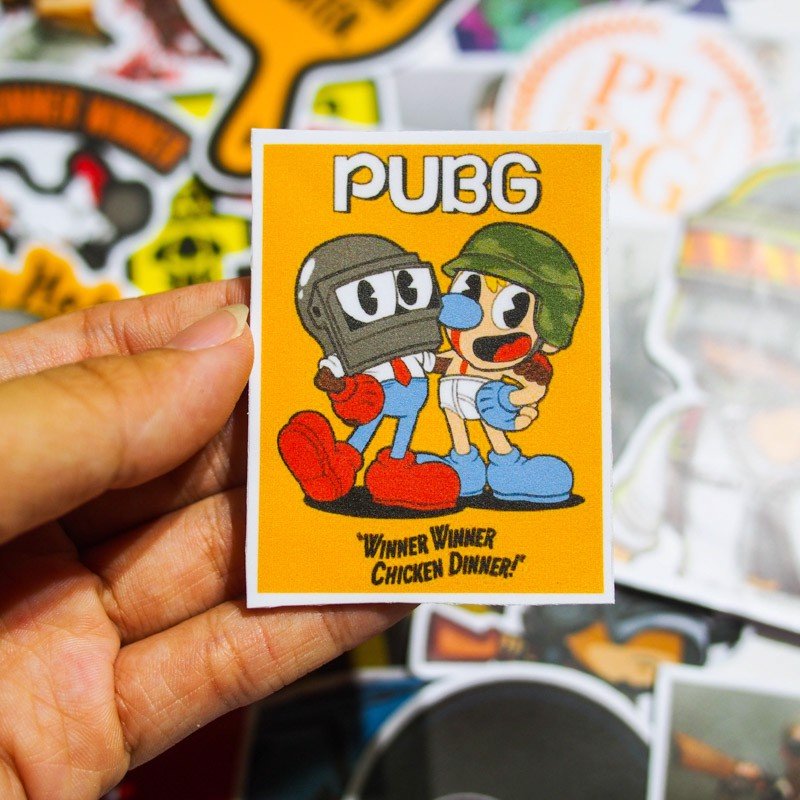 Hộp 100 Sticker PUBG dán Laptop, Vali, Mũ bảo hiểm, Điện thoại, hình dán chủ đề PUBG