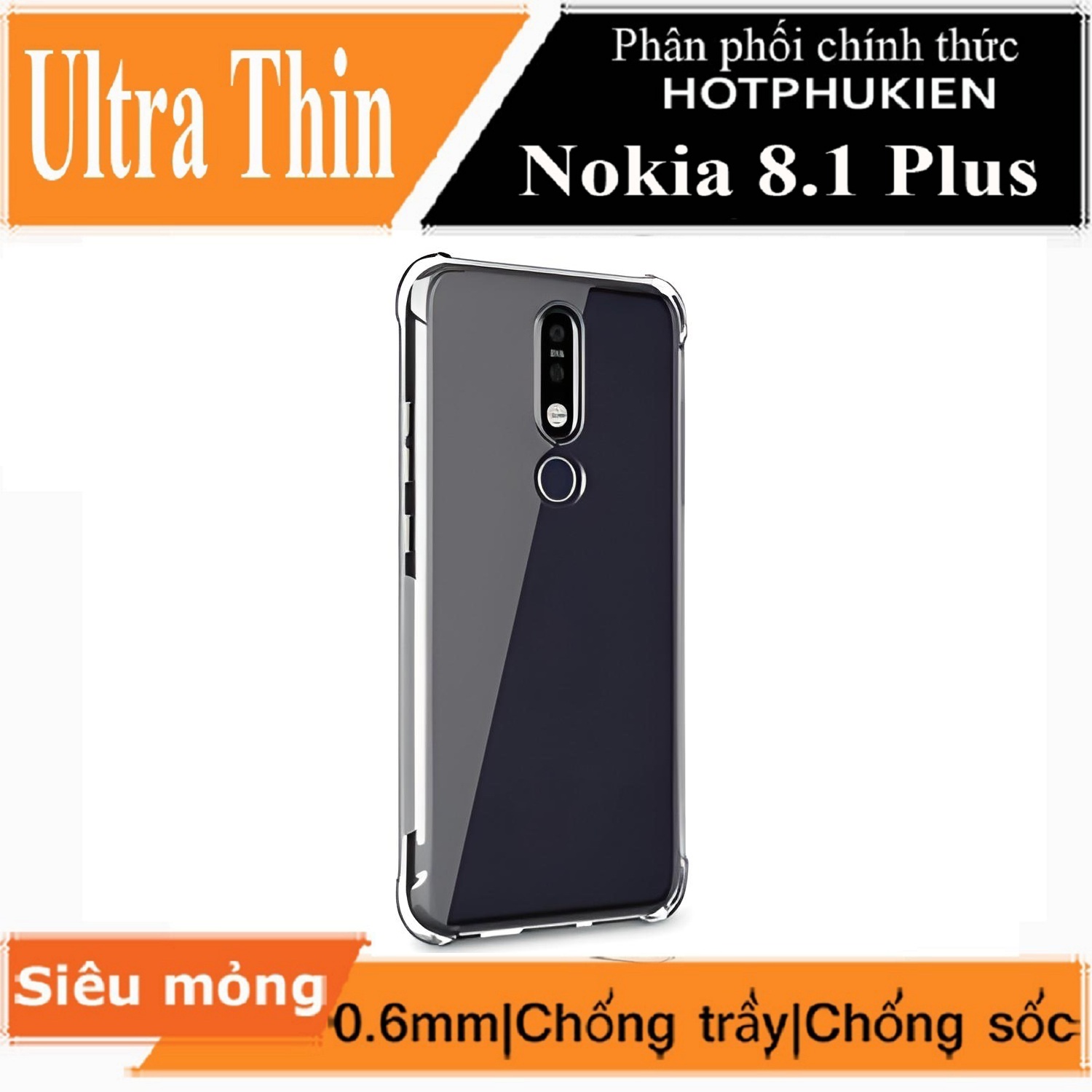 Ốp lưng silicon dẻo cho Nokia 8.1 Plus hiệu Ultra Thin trong suốt mỏng 0.6mm độ trong tuyệt đối chống trầy xước - Hàng nhập khẩu