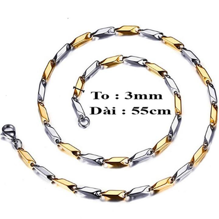 Dây chuyền nam titan cao cấp đẹp sang trọng inox thép không gỉ hỏa tiển trangsucpt cỡ 3mm PTDCNA29