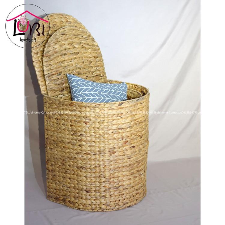 - Rương đựng đồ giặt đan lục bình hình bán nguyệt - sang trọng