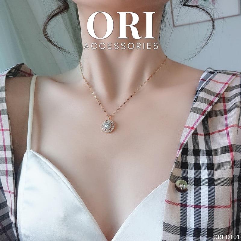 Dây chuyền nữ mặt tròn thủy tinh Drusilla thời trang sang trọng ORI ACCESSORIES D101