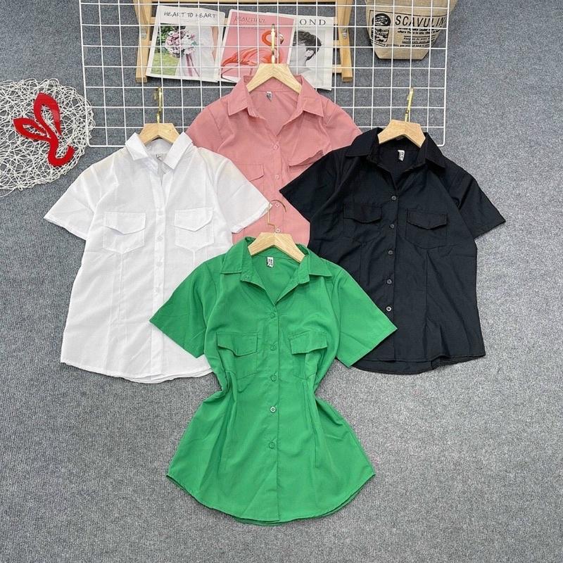 Áo Sơ Mi Tay Ngắn 2 Túi Nhiều Màu