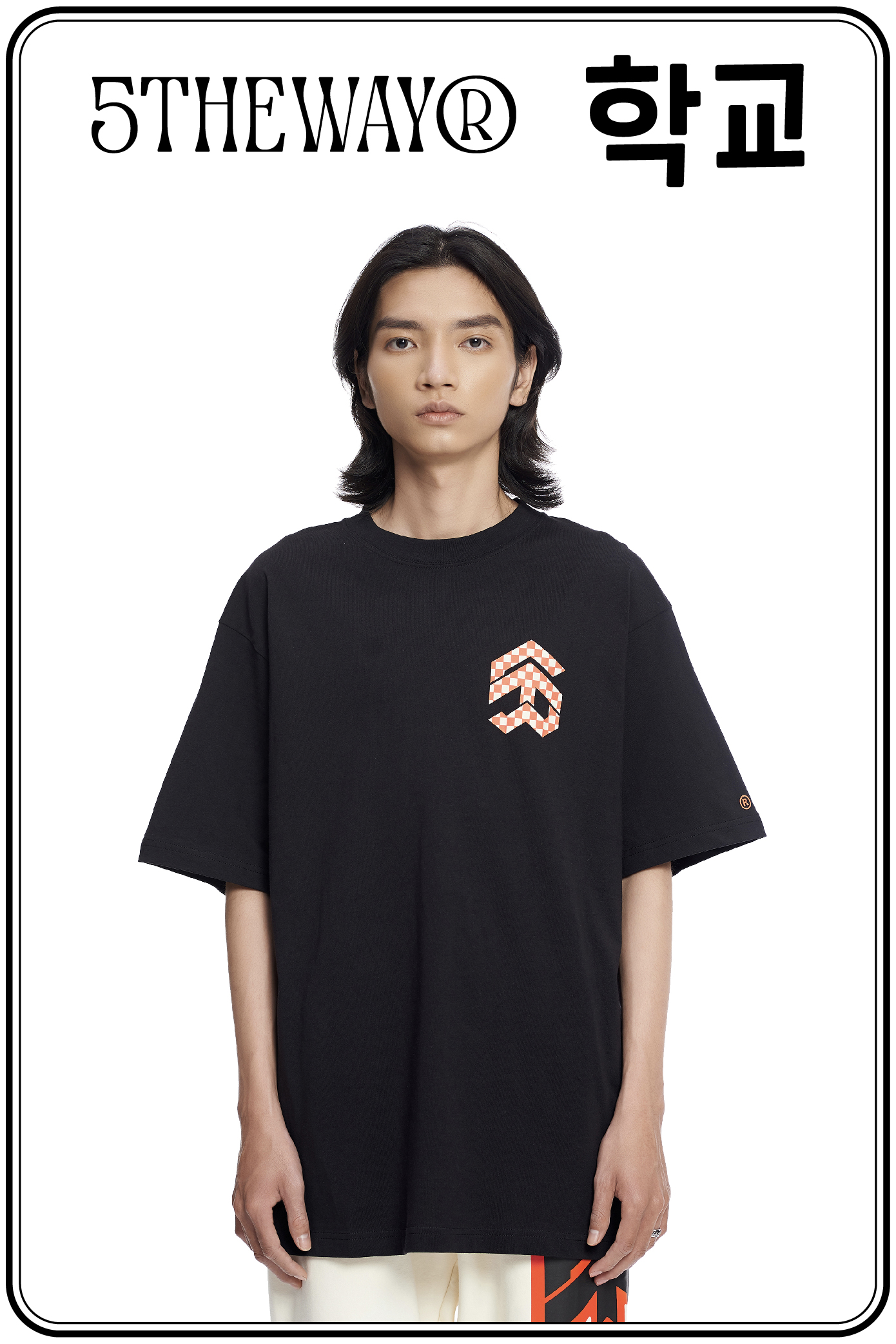 Áo thun 5THEWAY /checkerboard/ New Tee hoạ tiết Caro Màu Đen BLACK