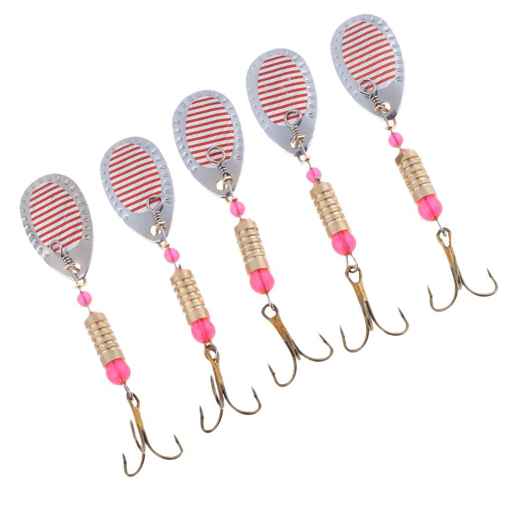 5pcs Spoon Sequin Fishing Lures Metal Artificial Fishing Hard Baits Hook