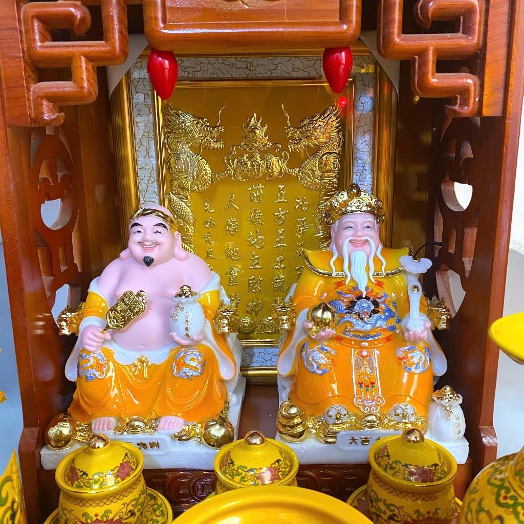 Set ban thần tài gấm vàng RỒNG VIỆT, bộ thờ thần tài đầy đủ cho gia chủ mệnh thổ, kim