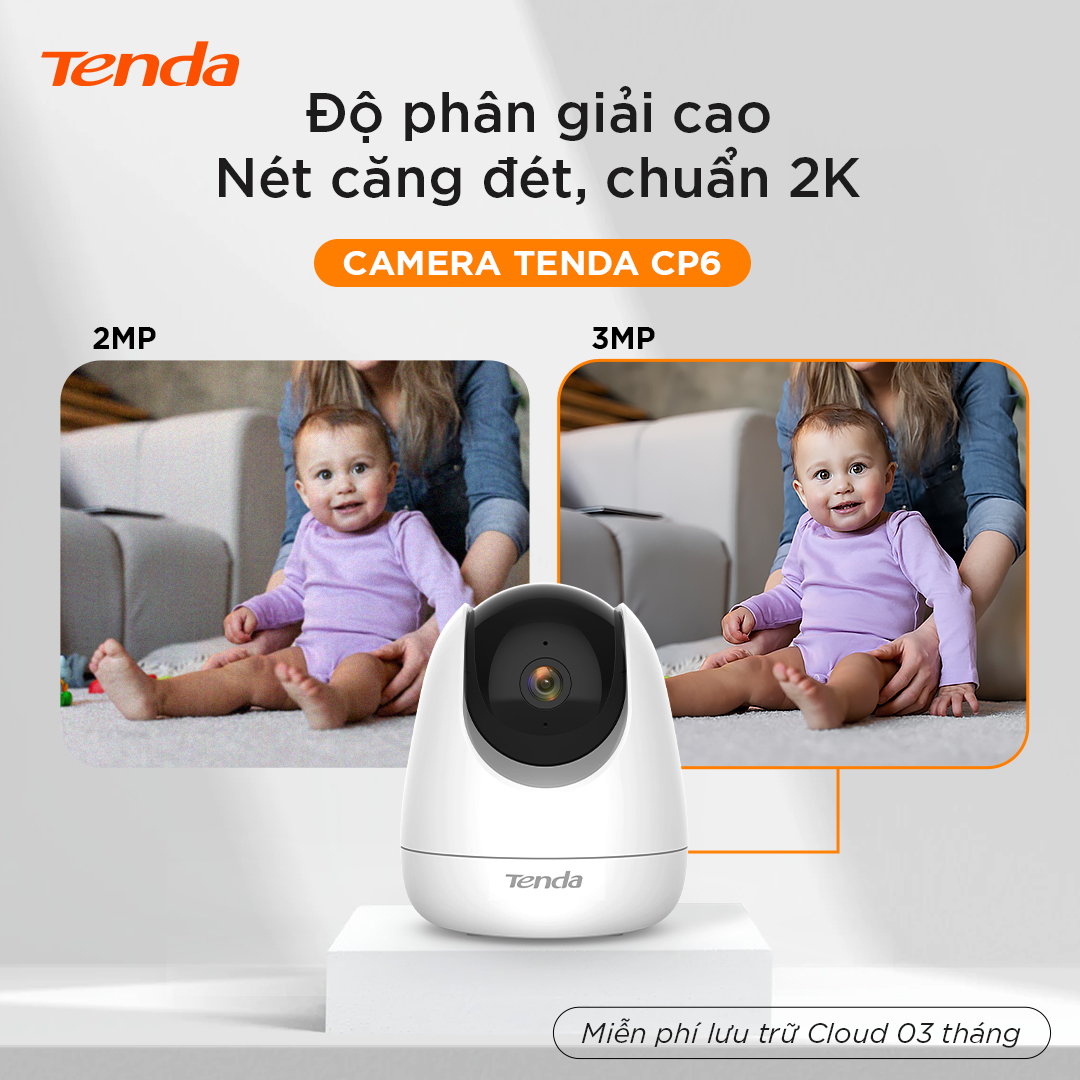 Camera Wifi Tenda Trong Nhà CP3 Full HD 1080P/2MP Quay Quét 360°, Đàm Thoại 2 Chiều - Hàng chính hãng