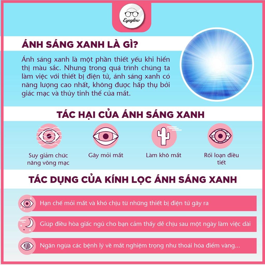 Gọng kính thời trang nữ tròn lắp cận chống bức xạ và ánh sáng xanh giá rẻ EYEGLOW EG4579