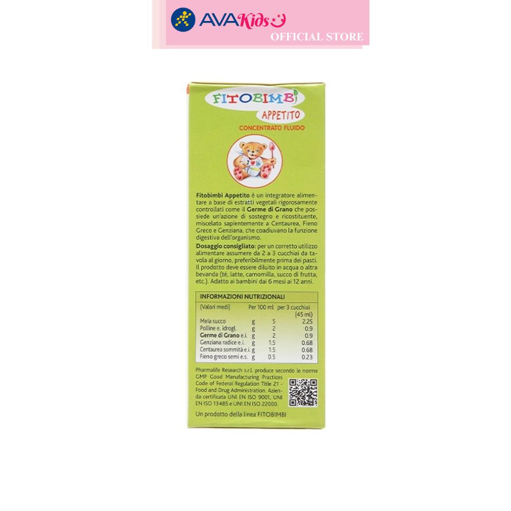 Siro Fitobimbi Appetito hỗ trợ tăng cường tiêu hóa 200 ml (6 tháng - 12 tuổi)