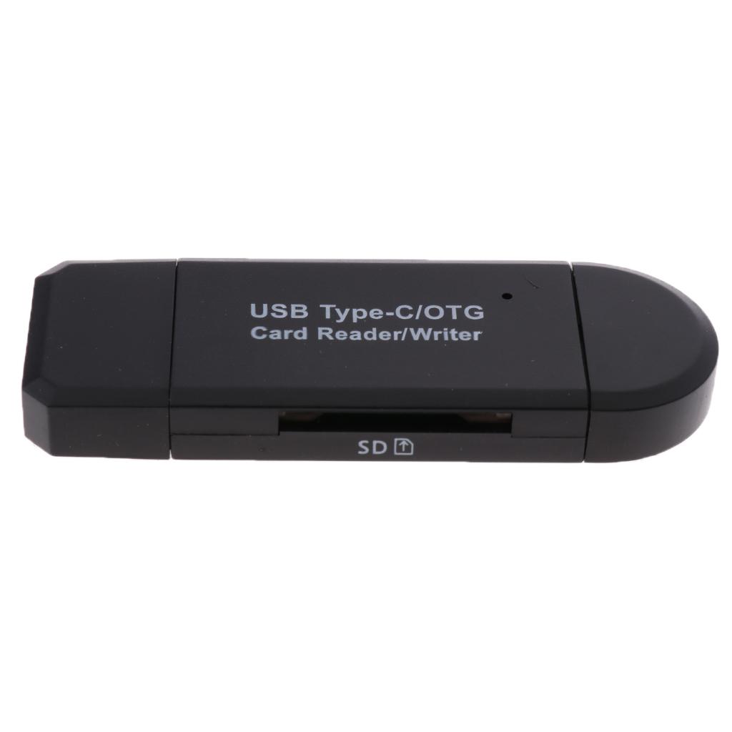 USB Type C Micro USB 3-in-1 OTG Adapter USB 2.0 Portable Card Reader