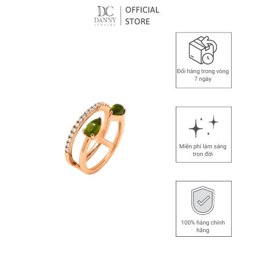 Nhẫn Nữ Danny Jewelry Bạc 925 Xi Rhodium/Vàng hồng/Vàng 18k Đính Đá Tourmaline Hình Giọt Nước N0096